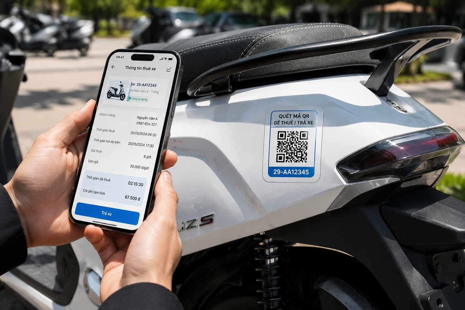 Quản lý thuê và trả xe bằng mã QR